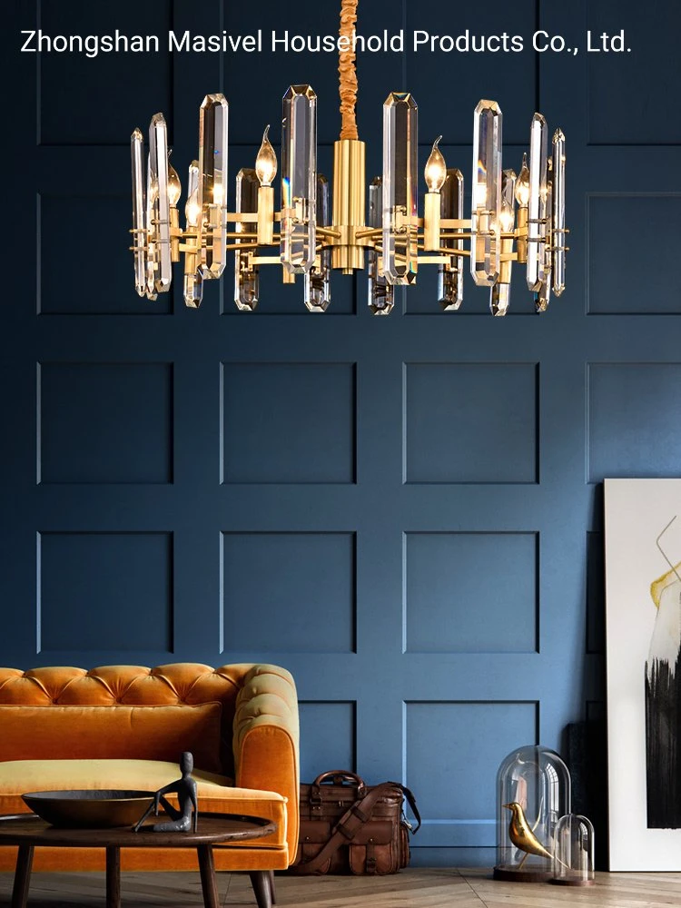 Masivel Lighting Luxury Crystal Chandelier Dining Room Living Room Pendant Light