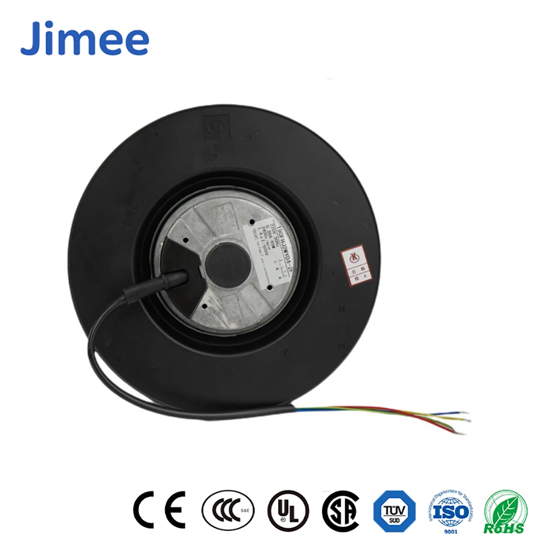 Jimee Motor China Centrifugal Fan Blower Manufacturer Jm180e2c2 Durchmesser Dgf180 Ec Centrifugal Fans Cast Aluminum Maxx Air Industrial Fan for Air Ventilation