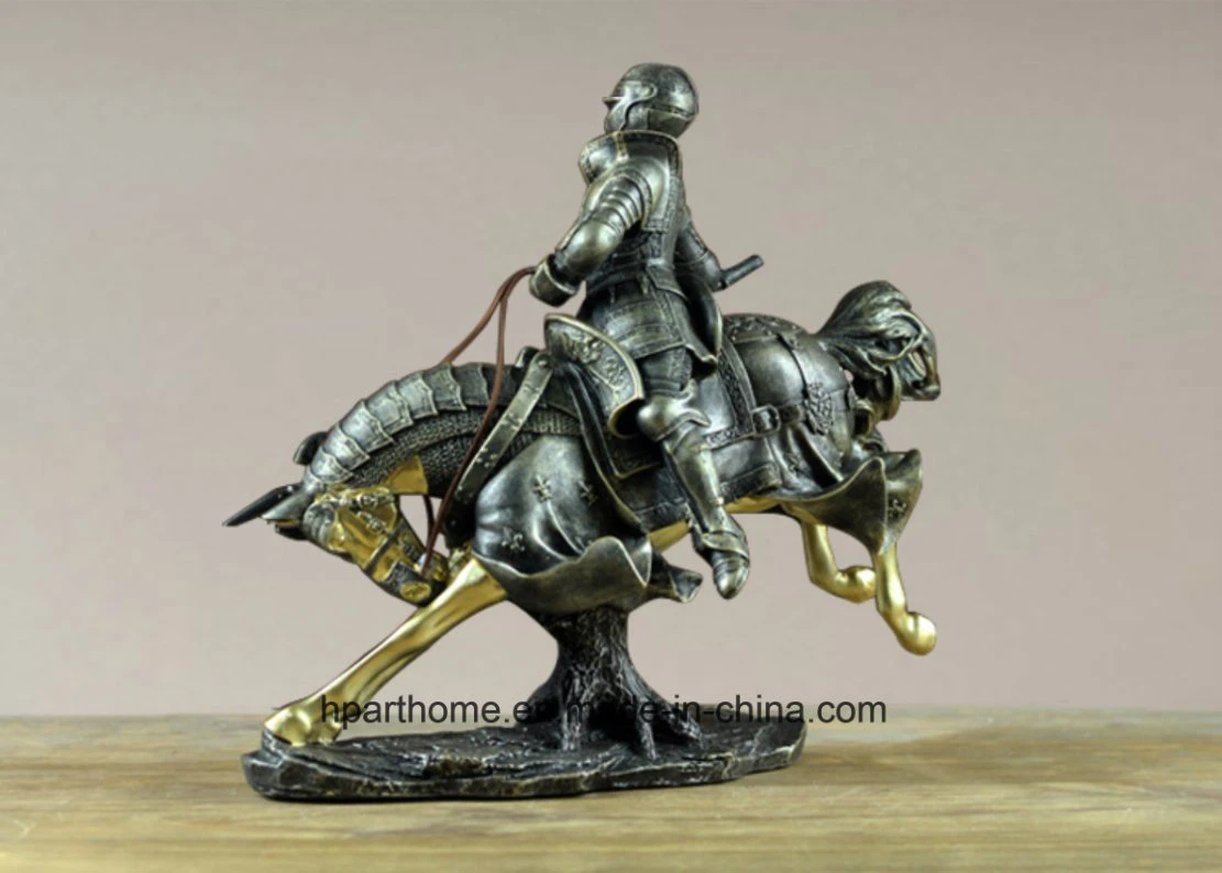 American Retro Well-Armed Roman Knight Poly Resin Sculpture Table Figurine