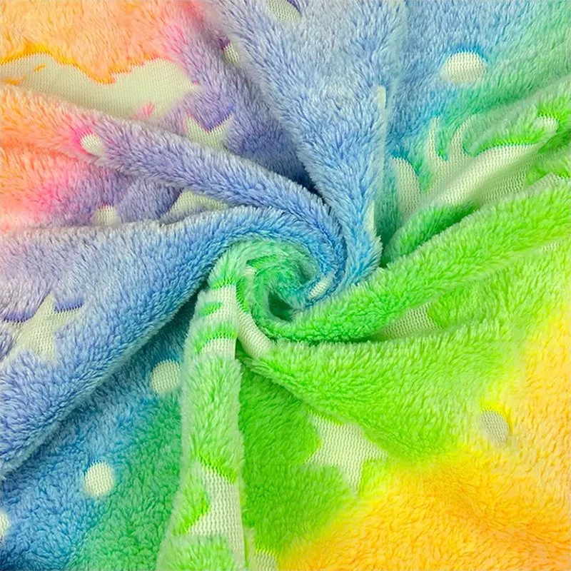 Soft Fleece Colorful Rainbow Luminous Flannel Fleece Fabric for Blanket