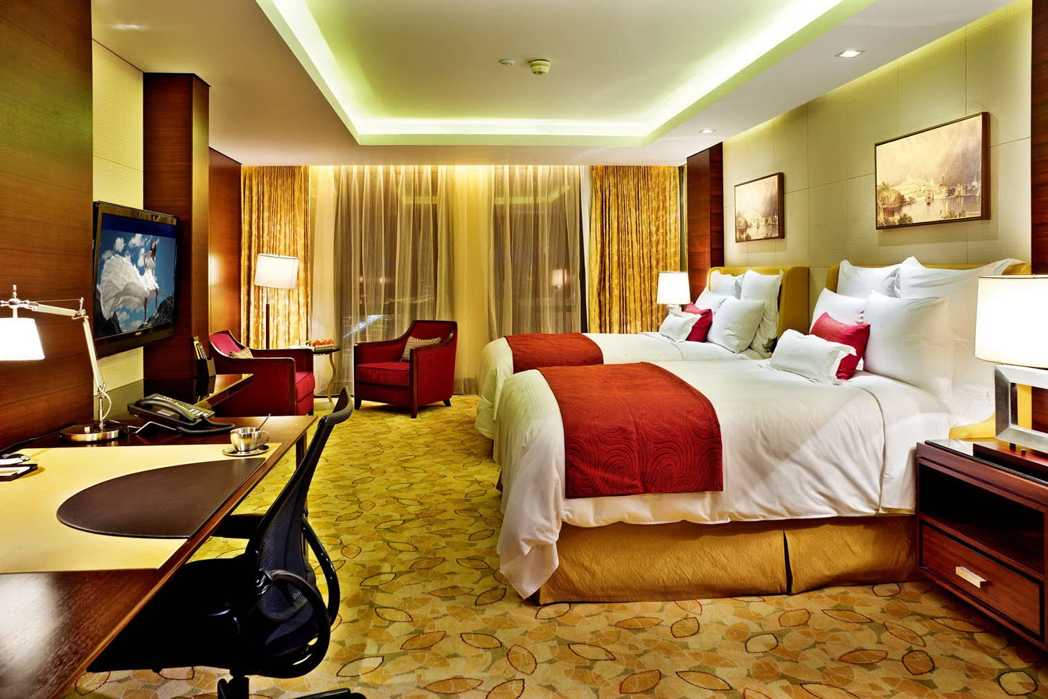 Hotel chino Cama de matrimonio Habitación Suite habitación estándar Juego de Muebles de Dormitorio