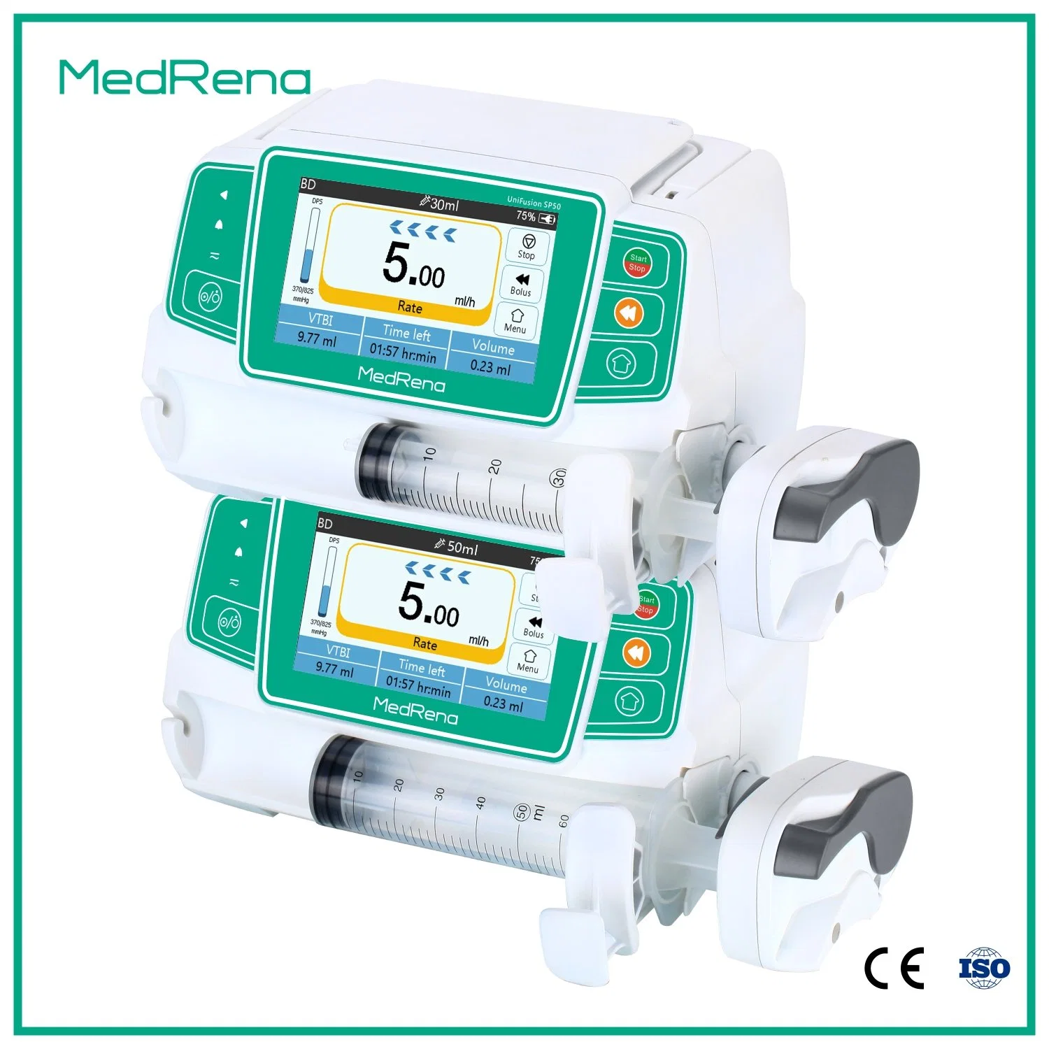 Écran tactile LCD 4,3 pouces seringue médical de la pompe à perfusion dans l'ICU, Nicu, ou