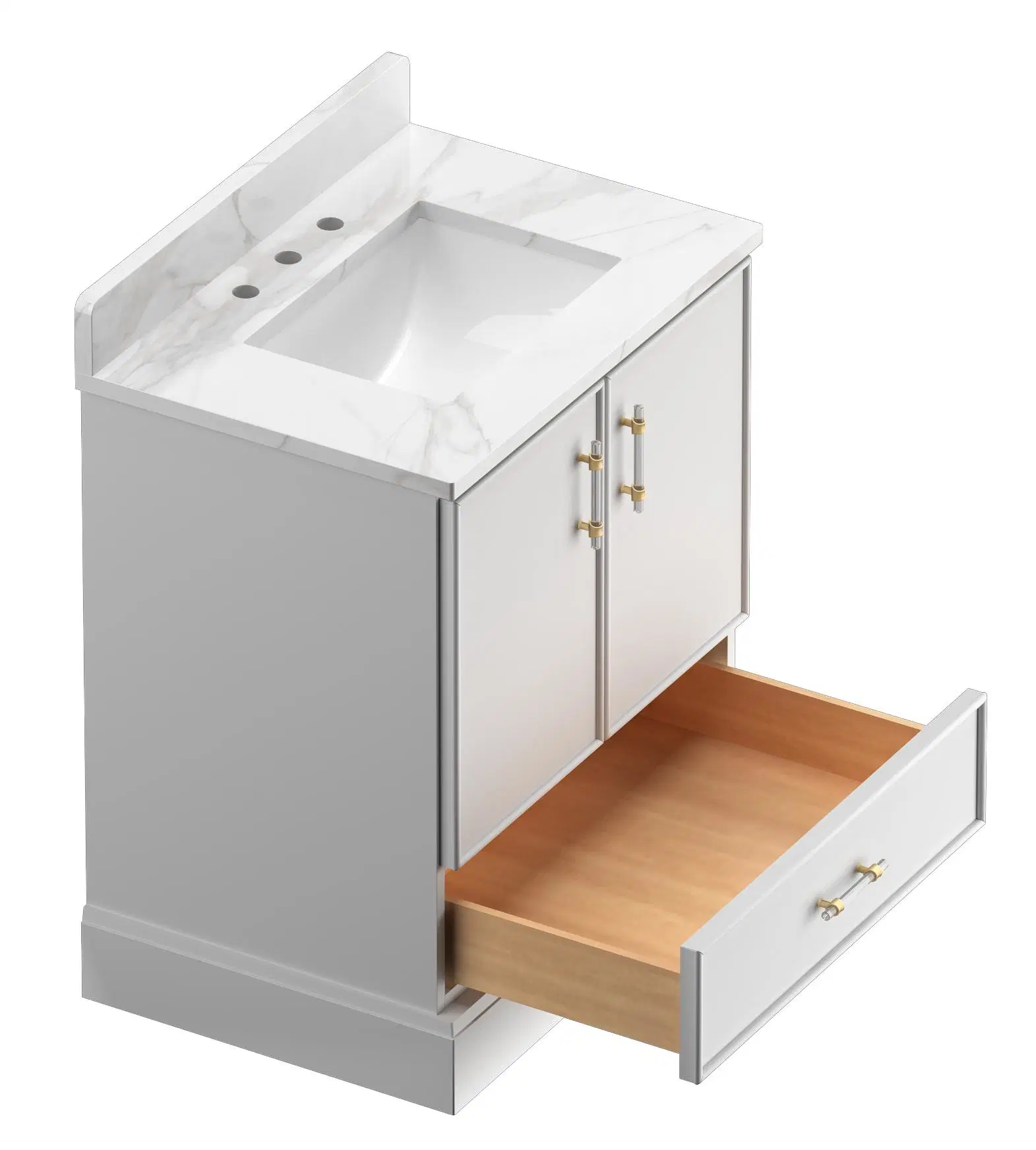 Mobiliario de Casa Cuarto de baño Cabinet con lavabo doble Vanity Tops