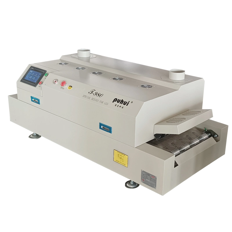 Puhui Conveyor 8-Zona de calefacción pantalla táctil Horno de reflujo T-980 para Soldadura por lotes de LED PCB