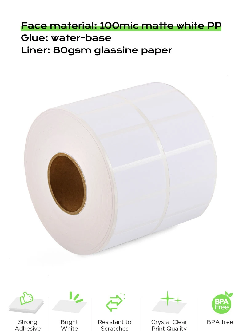 100mic Matte White Label Material for Printer Adhesive Inkjet PP