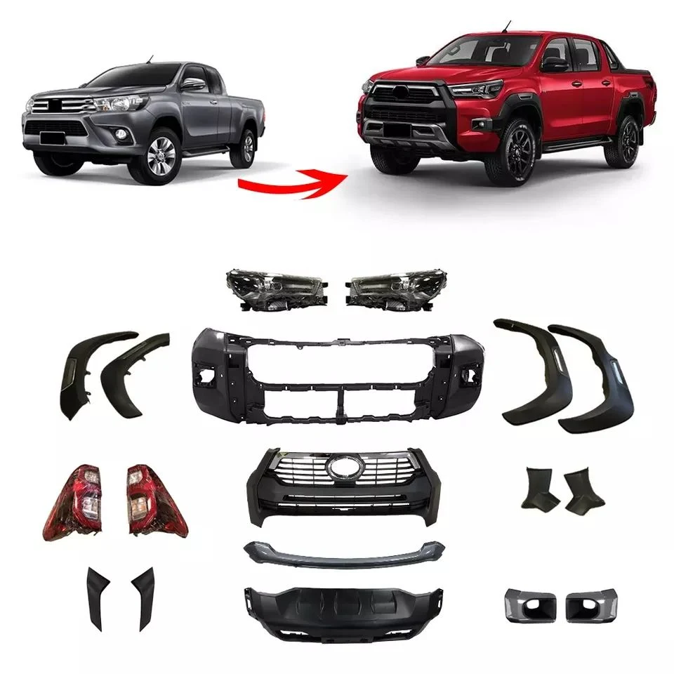 Las partes del cuerpo de alta calidad Kit de carrocería para Toyota Hilux Revo 2016-2018 Actualizar a Rocco 2020 Paragolpes delantero paragolpes trasero de la parrilla de luces traseras