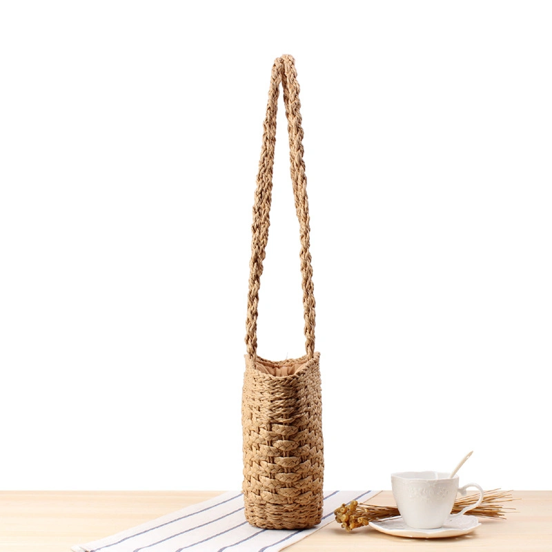 Pure Color Simple Straw Woven Bag European and American Style Retro Woven Shoulder Bag Fashion Silk Scarf Paper Rope Casual Bag