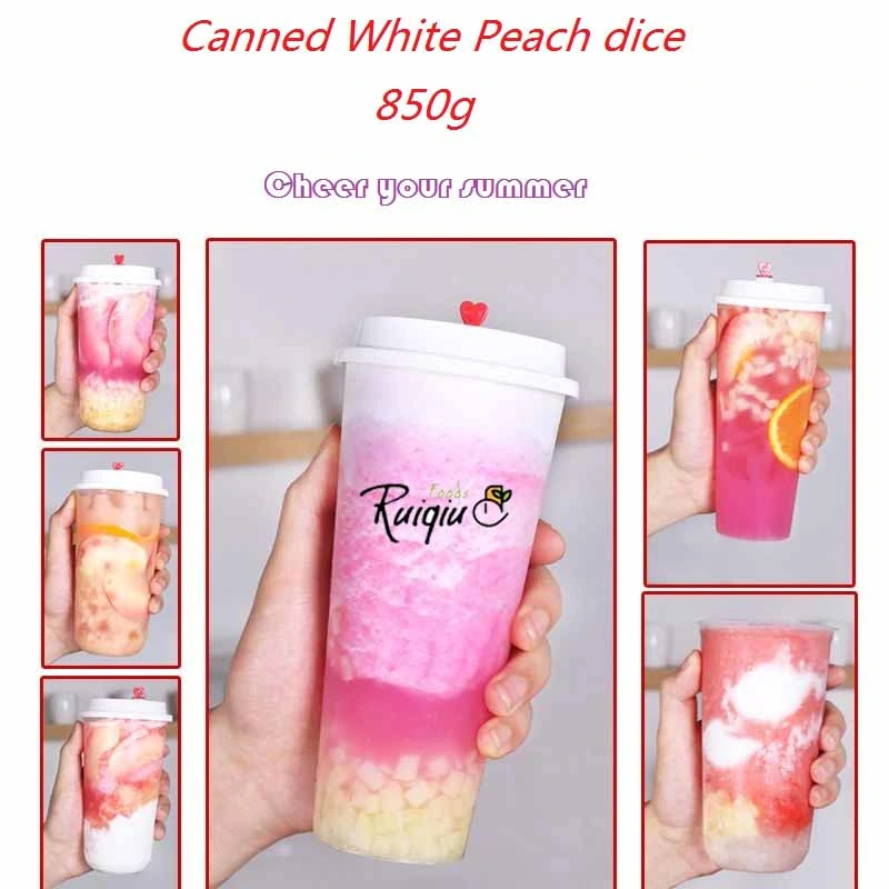 Canned Peach Dice White Peach in Syrup 5*5mm for Milk Tea Fruit Adding