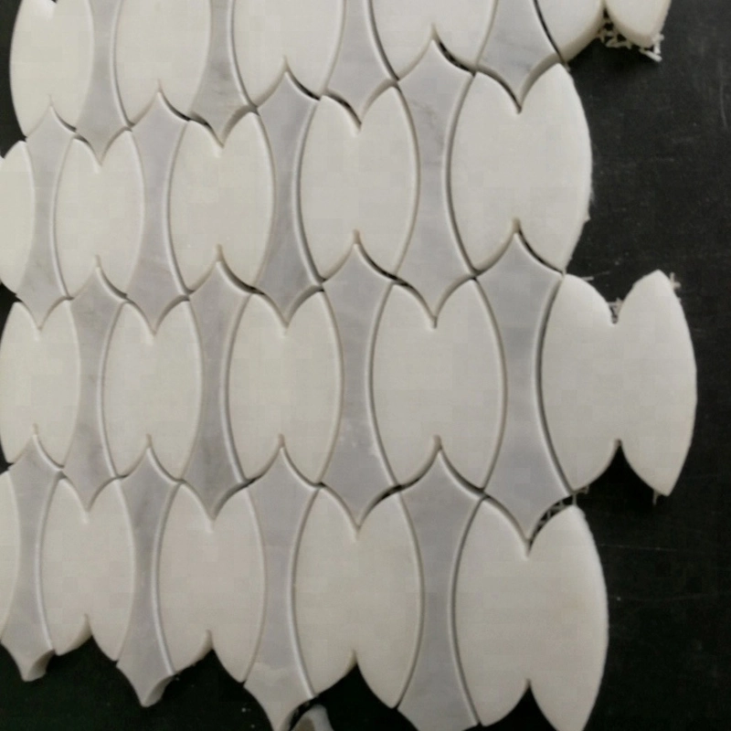 Natural White Marble Stone Waterjet Art Patterns Mosaic