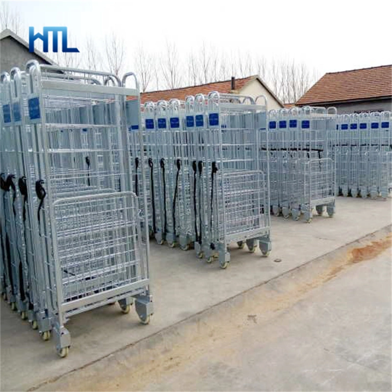 4-Seitig Großer Supermarkt Lager Nestable Rollwagen Cage Trolley