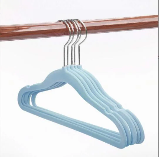 Eco Friendly Custom Color Kids Velvet Hangers Flocking Coat Hangers for Display Stores