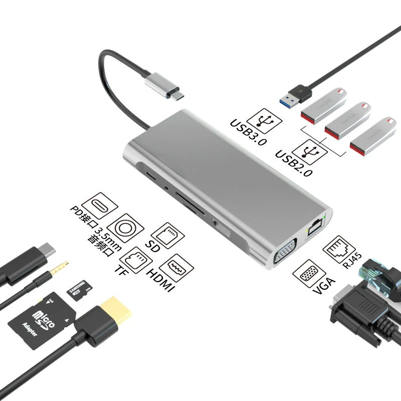 Док-станция с USB-концентрарами док-станции 4K HDMI для ноутбуков