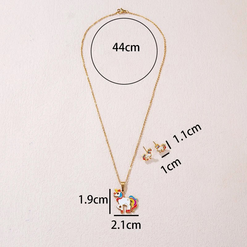 Hot Selling Necklace Earring Jewelry Set with Unicorns Pendant Fashion Women Necklace