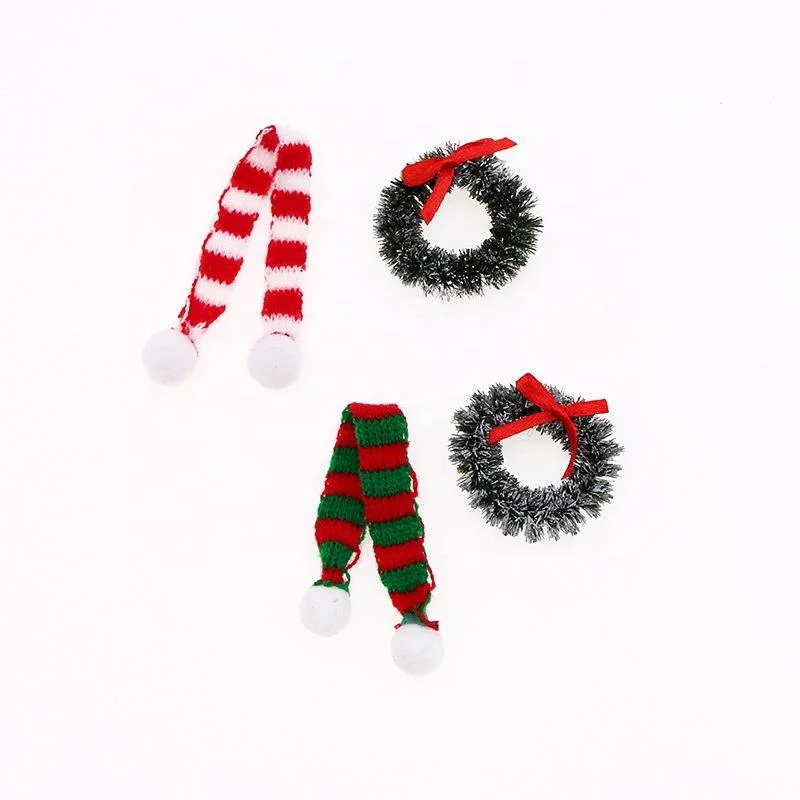 Dollhouse Doll House Shooting Props Red and Green Knitted Mini Scarf