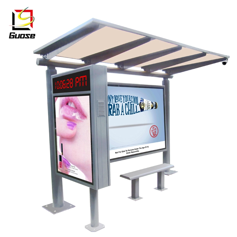 Bus Stop Advertising Display Stainless Steel Bus Station Equipment Bus Stop Bench Outdoor Furniture for Bus Shelter