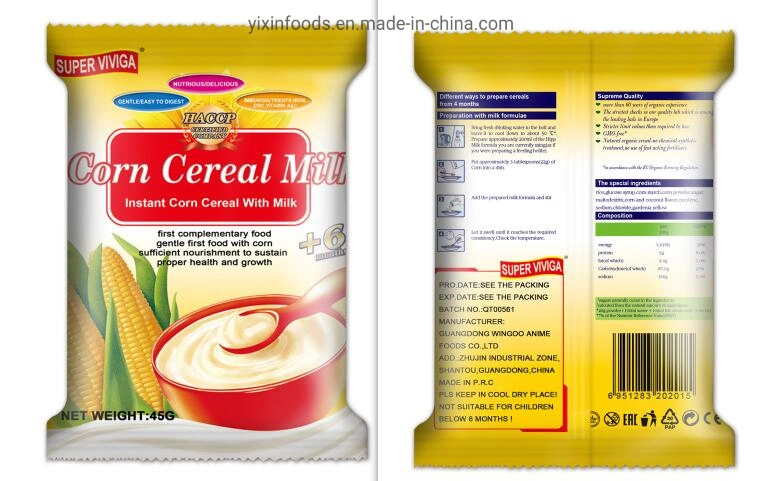 Céréales de maïs avec lait de qualité supérieure pour aliments pour bébés