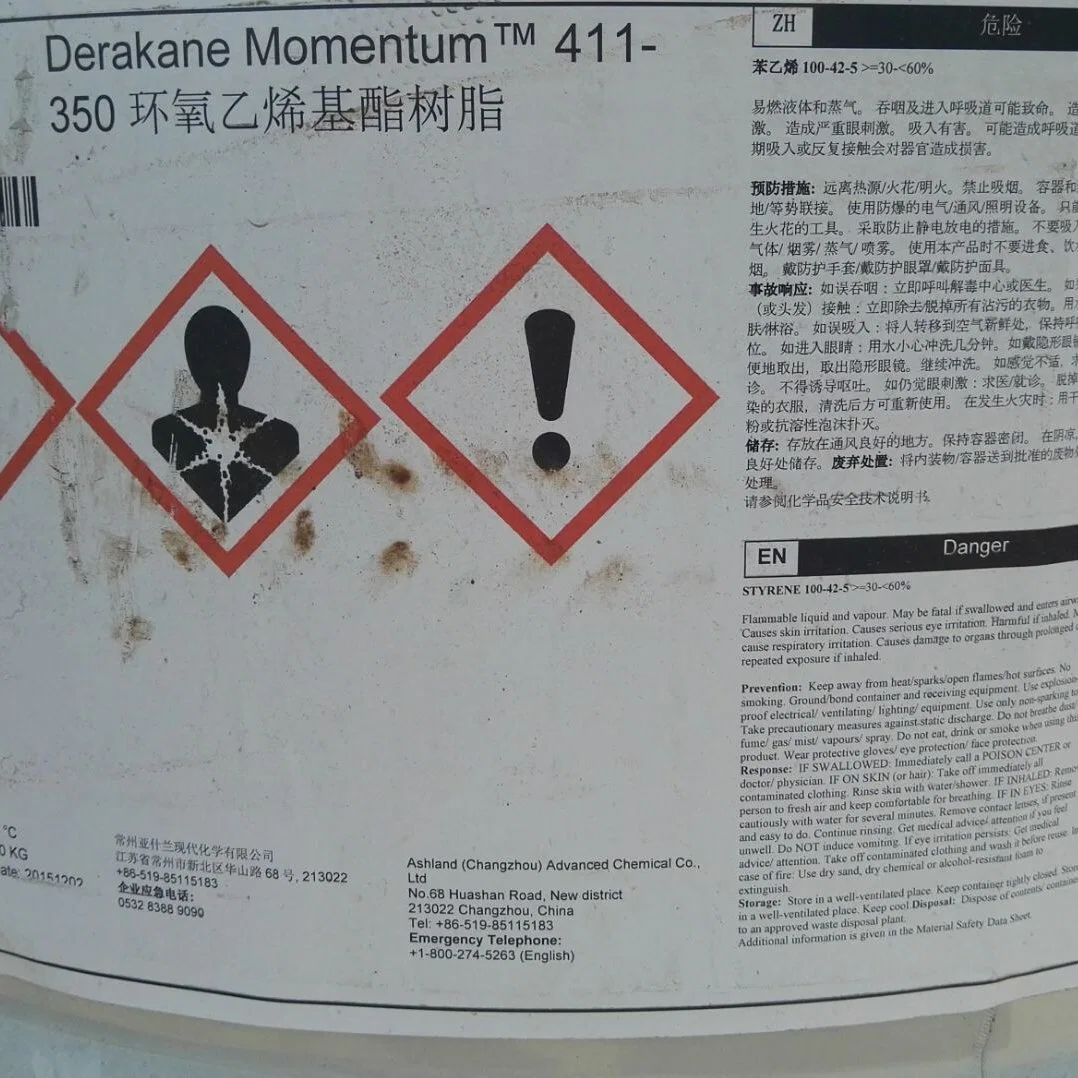 411-350ashland Epoxy Vinyl Ester Resin Based on Bisphenol-a Epoxy Resin in Chemical Processing Pulp Paper Operations