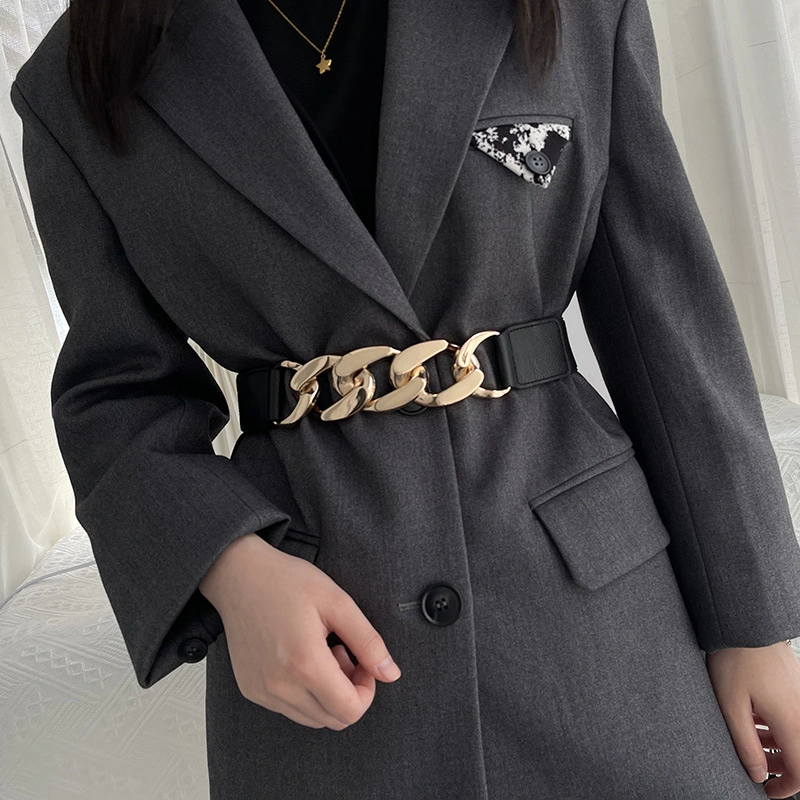 Woman Coat Suit Sweater Elastic Belt Decoration PU Leather Material with Metal Buckle New Design Fashion Wholesale Belt Bl-3022