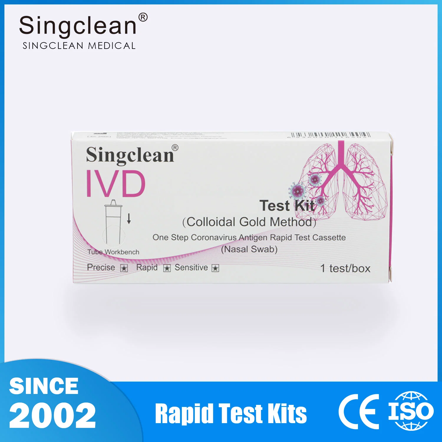 Singclean IVD Atacado Medical Supply Antigen Rapid Diagnostic Ovulação Std Kit de tira de teste de urina para HIV/gravidez (método Colloidal Gold)