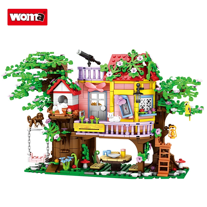 Игрушки Woma в розницу 8841 Детская игрушка для самостоятельной сборки Древовидный домик Мини-микросборки блок здания Кирпич Дети Ландшас Набор игрушек для строительства Treehouse