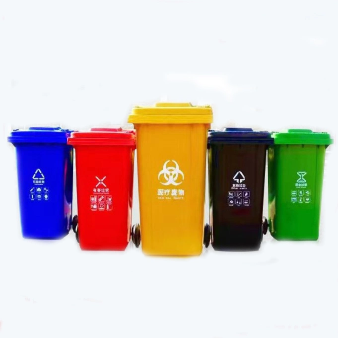 360L 660L 1100L Customized Color and Size Plastic Industrial Dustbin Mobile Waste Container Garbage Container Trash Can with Four Wheels