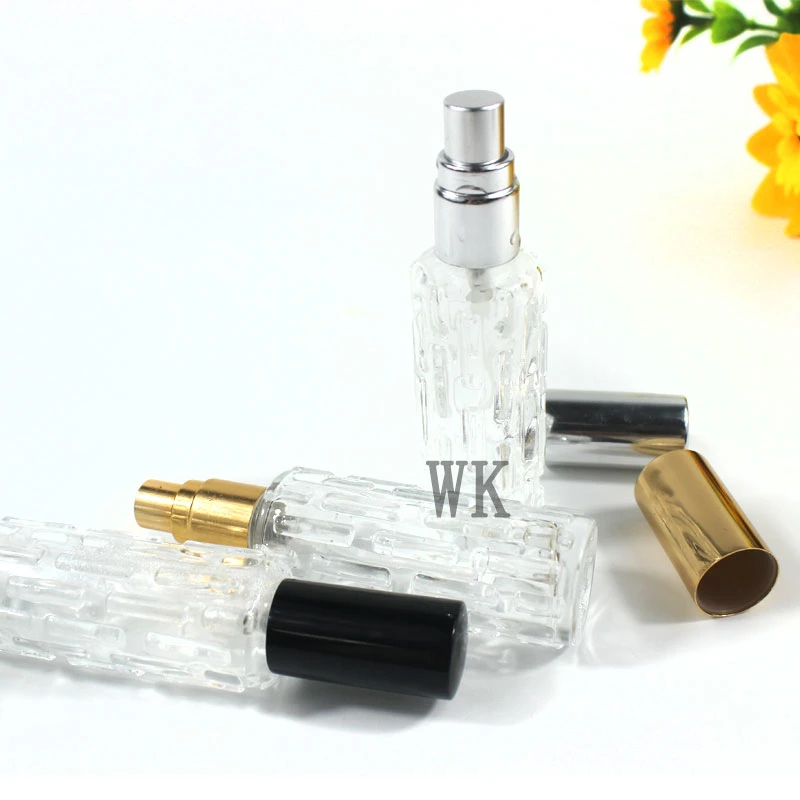 10ml Transparent Clear Glass Spray Bottle with Black/Gold Cap