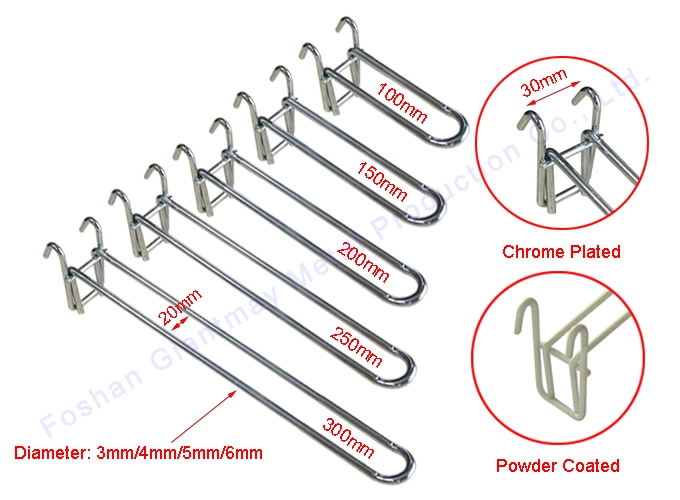 Newest Metal White Perforate Panel Gridwall Euro Hooks Wire Rack Display Hook