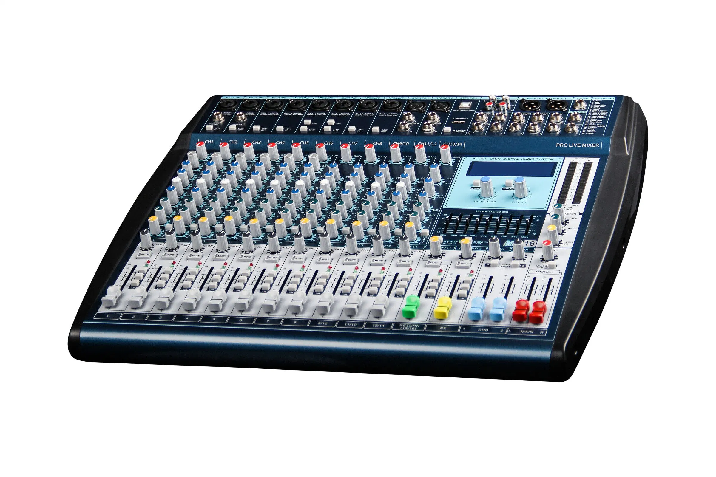 Factory Wholesale/Supplier Professional Audio Mixer Sound Board Mixing Console Built-in 24bit DSP Effect 16 Channel USB Audio Mixer