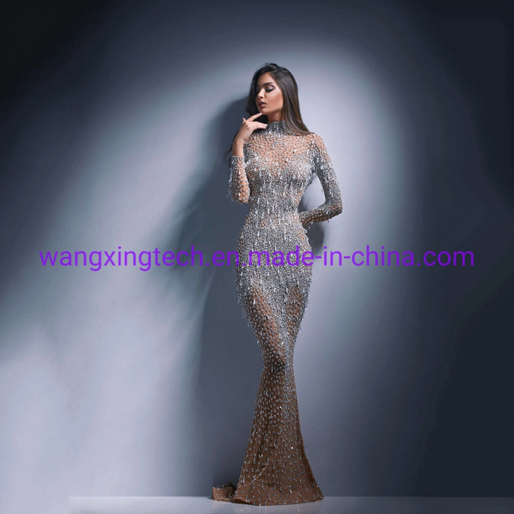 Wholesale/Supplier 2022 Women's Bronzing Long-Sleeved Slim Sexy Long Skirt Evening Dress Party Wedding Dress