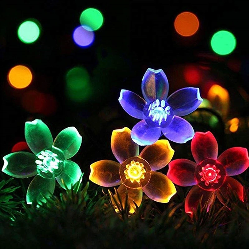 Pfirsich Blume LED Solar Girlande für Garten Weihnachtsdekor