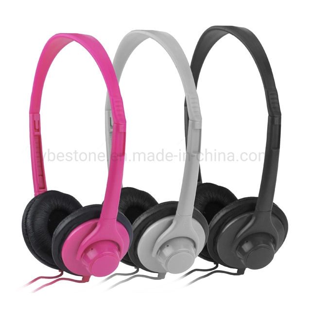 Disposable Black Headset Swivel Earcups Foldable Lightweight Stereo in-Ear 3.5mm Plug Headphone