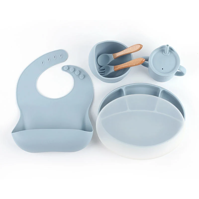 Baby Feeding Gift Silicone Bowl Water Proof Bibs Suction Dinnerware Sets