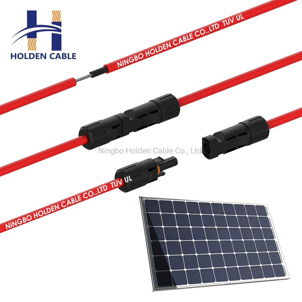 Certificado pela TUV Xlpo Isolamento 1000V, 1500V 4mm, 6mm 10mm Bainha em PVC de alimentação DC Cabo Solar PV