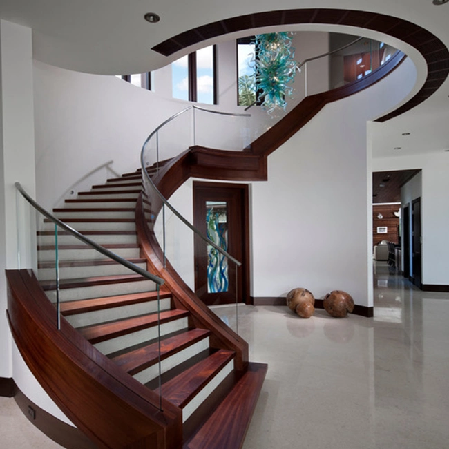 Modern House Stainless Steel / Carbon Steel Curved Staircase