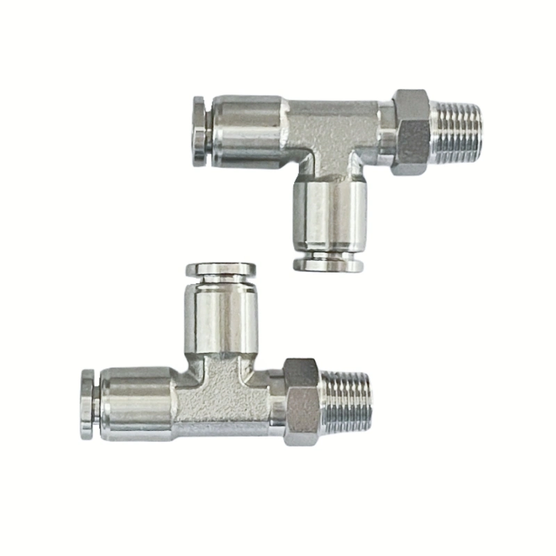 Male Branch Tee Stainless Steel Inox SS316L Pneumatic External Thread Push in Fittings