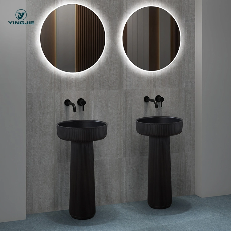 Sala de estar móveis de banheiro pedra resina lavatório pia de pedra artificial pia independente