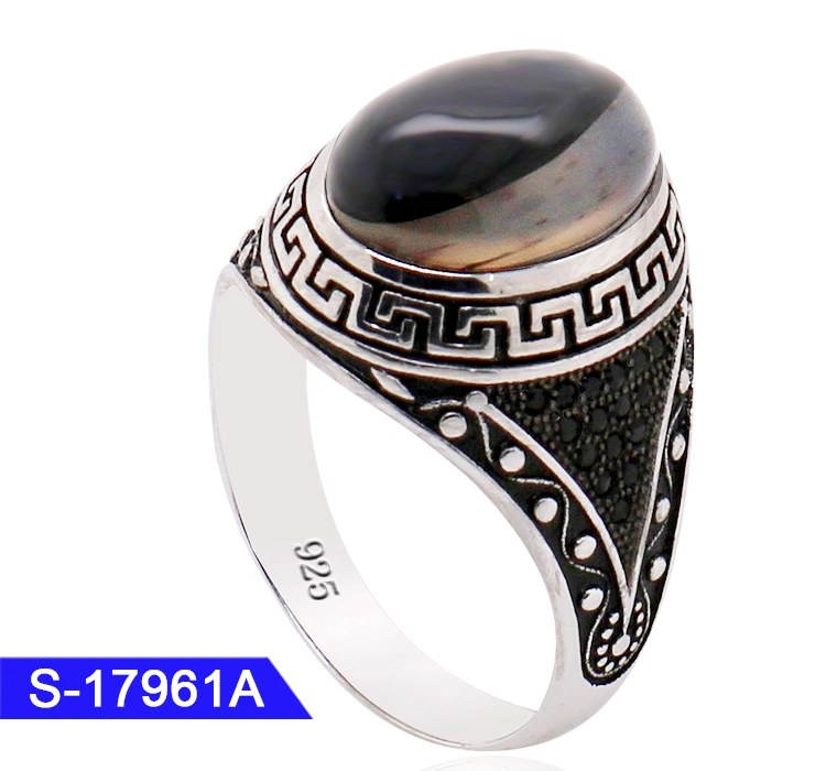 925 Joyería de Plata mayorista de Bisutería Ágata del anillo de dedo para hombres