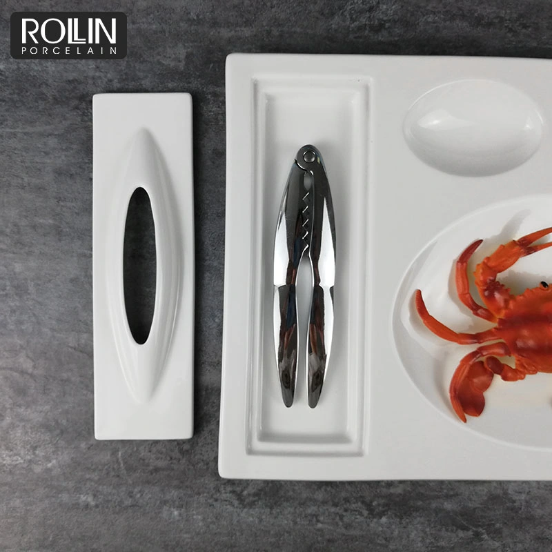 New Design Hotel Supply White Porcelain Hairy Crab Plate