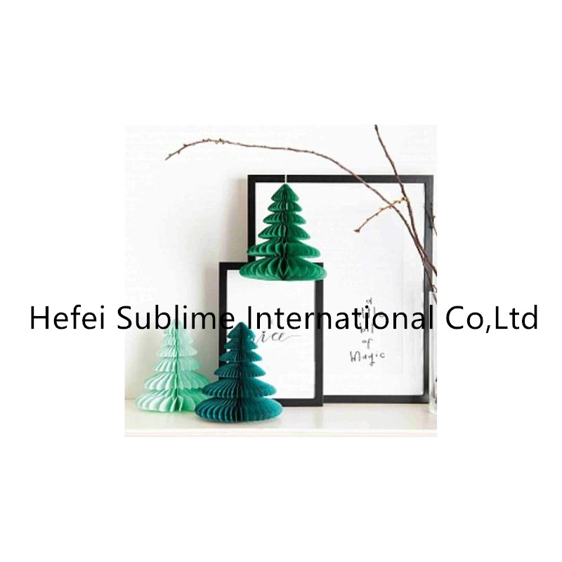 Christmas Tree Honeycomb Decorations _ Green Ombre Set 3