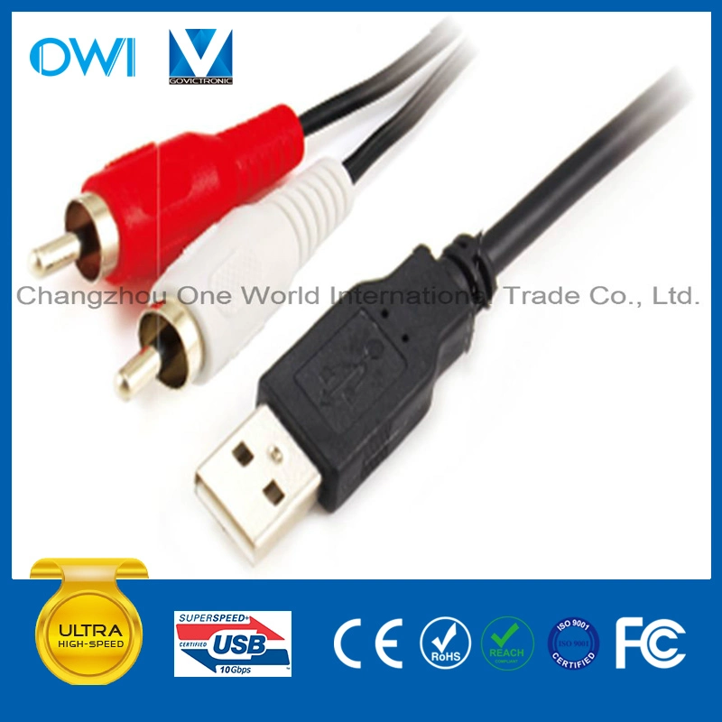 USB 2.0 a Male to 2 RCA Plugs Cable for Printer