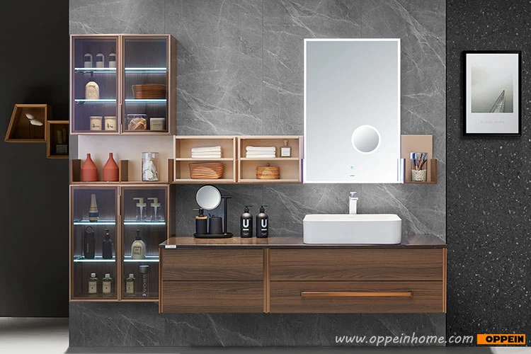 Oppein New Design Modern Wooden Bathroom Vanity Set