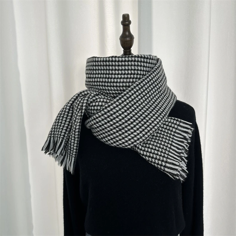 Long Shawl, Kilobird Warm Checked Wool Knitted Cashmere Winter Scarves for Women