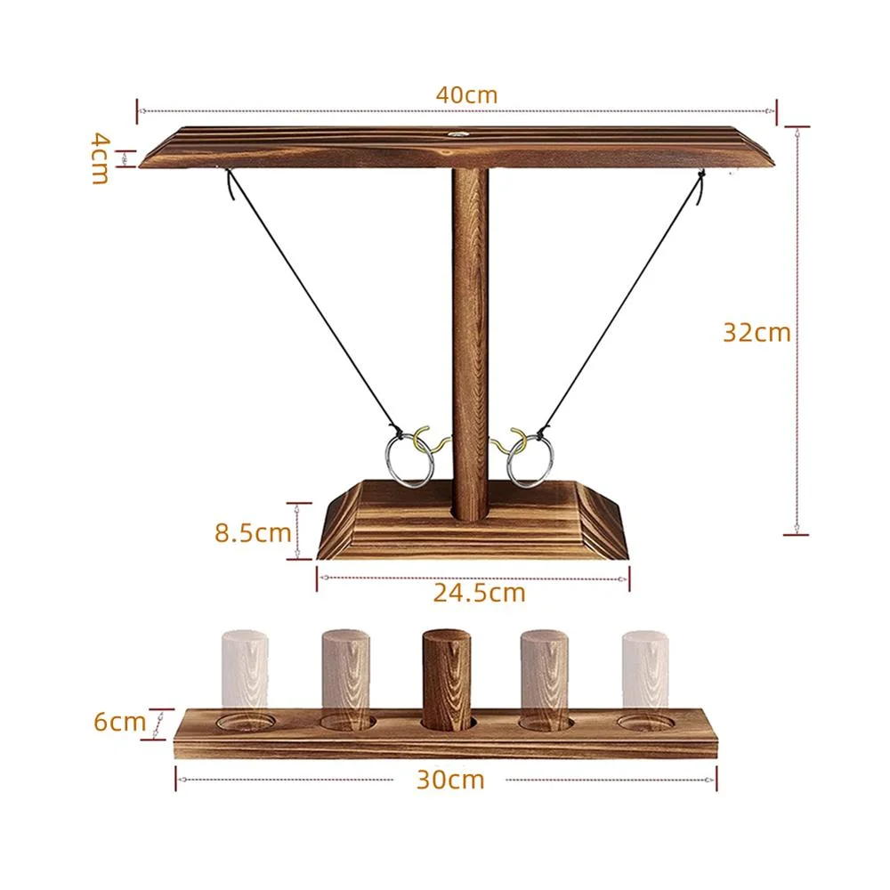 Wooden Outdoor Hook Ring Toss Game Playset Toy