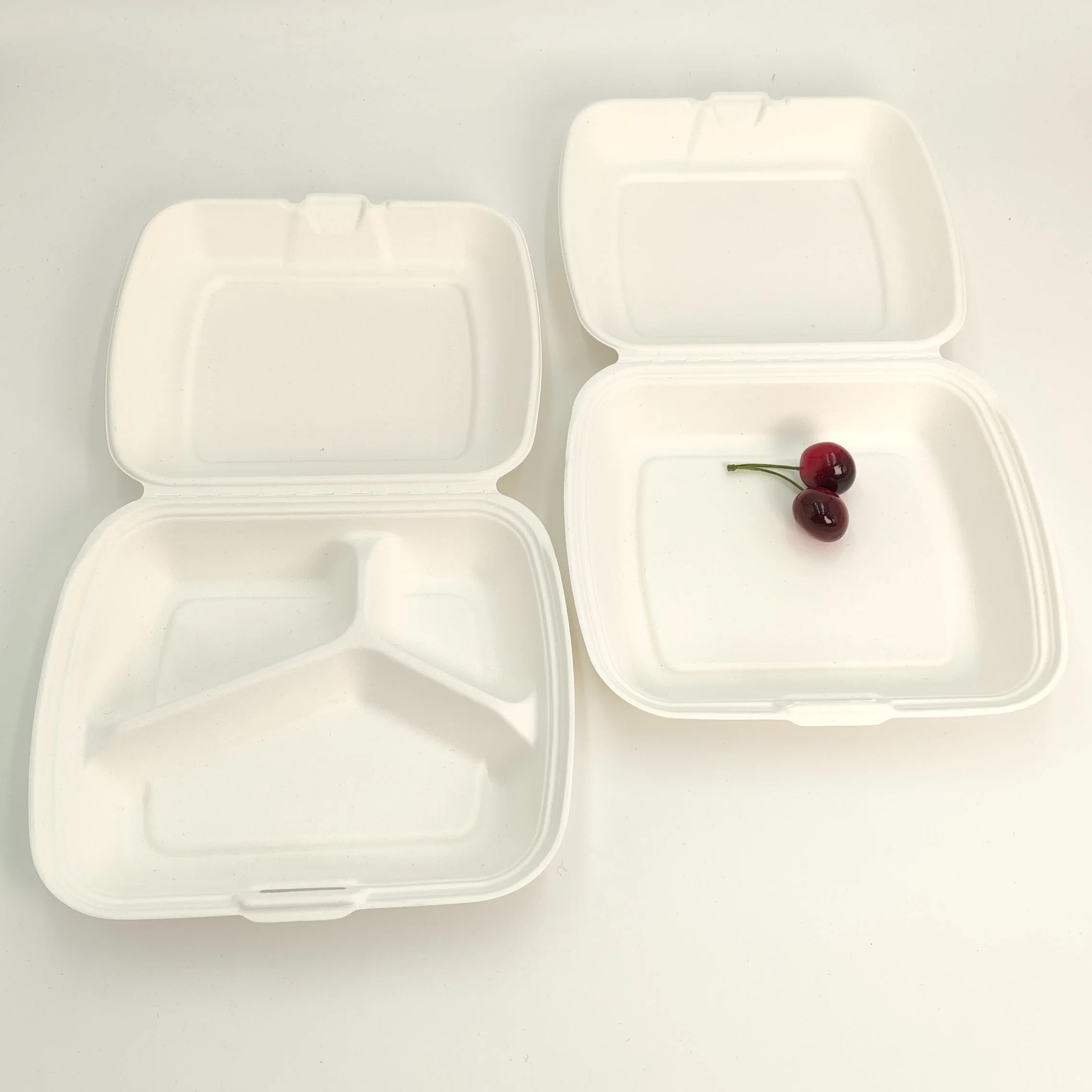 9'' Sugarcane Bagasse Clamshell Box Food Container Dispostable Biodegradable Tableware Hot Sale