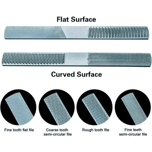 8" Multi-Purpose One Side Half Round Other Side Hand Cut Four Using Machinery 4 Way Shoe Rasps and File