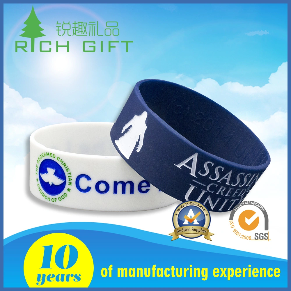 Promoción personalizada de silicio de la moda Brazalete de caucho //PVC/Impreso/impresión/Impreso/grabado/Debossed Correa pulsera de silicona luminoso y con el logotipo de la pantalla de seda