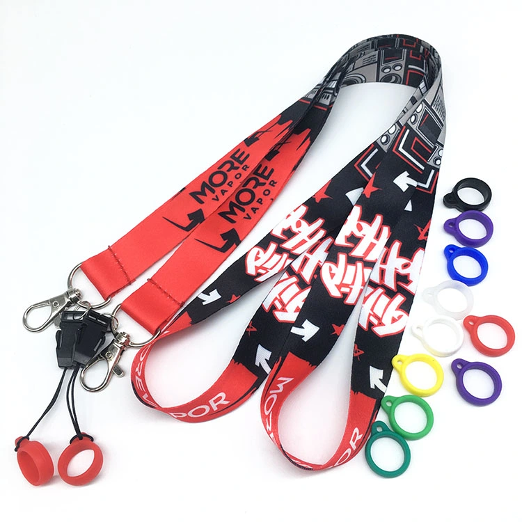 Manufacturer Custom Logo Pen Holder Lanyards with Rubber Silicone Ring Pen Holder Neck Strap