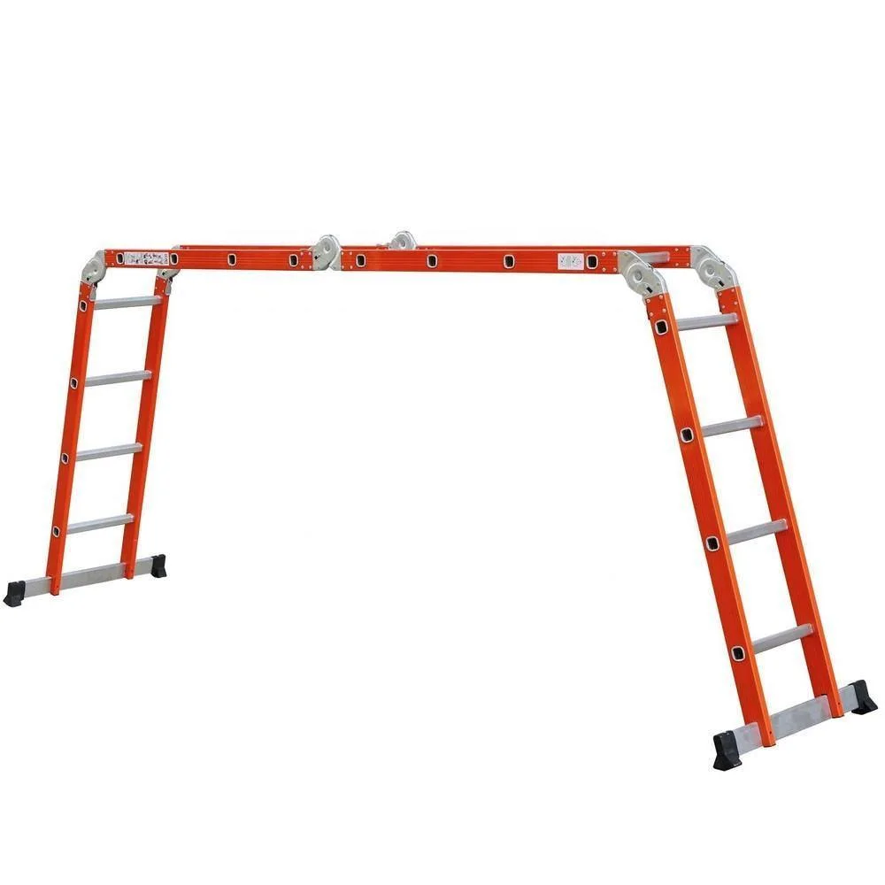 4X5 Step Fiberglass Multi-function Foldable Hinged Ladder with ANSI A 14.5