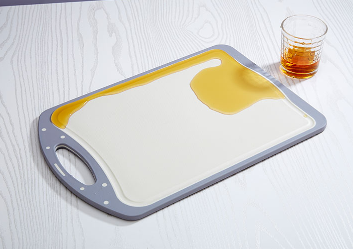 Double-Side Using Easy-Grip Handle BPA Free Wheat Straw PP Anti-Skidding Stainless Steel Multi-Purpose Double-Sided Cutting Board