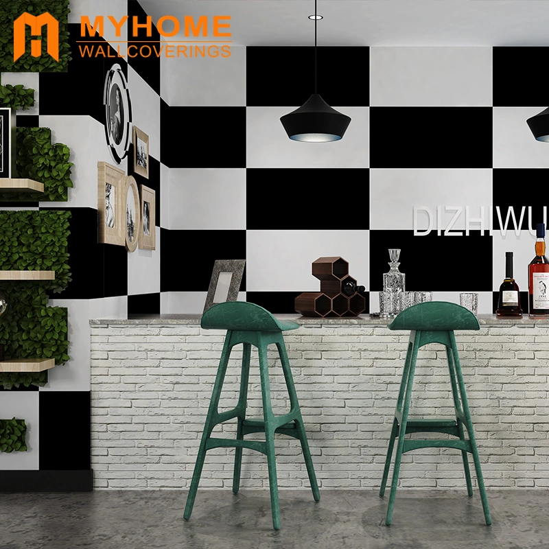 Cheap Price Black-White Style Floor Tiles Plastic Flooring Wall Sticker for Home Decoration